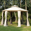 Rokuro 13' x 13' Hexagonal Gazebo with Beige Canopy - Seasonal Overstock