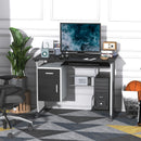 Sera Black and White Computer Desk with Keyboard Tray and Door Cabinet - Seasonal Overstock