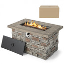 Stanford 43.5" Rectangular Grey Faux Stone LP Fire Table with Lava Rocks and Cover - 50,000 BTU - Seasonal Overstock