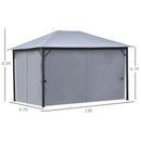 Thetis 13' x 10' Light Grey Gazebo with Mesh Curtains - Seasonal Overstock