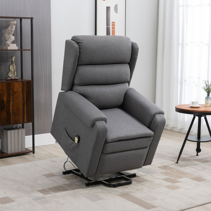 Tucker Dark Grey Powered Lift Chair Recliner - Seasonal Overstock