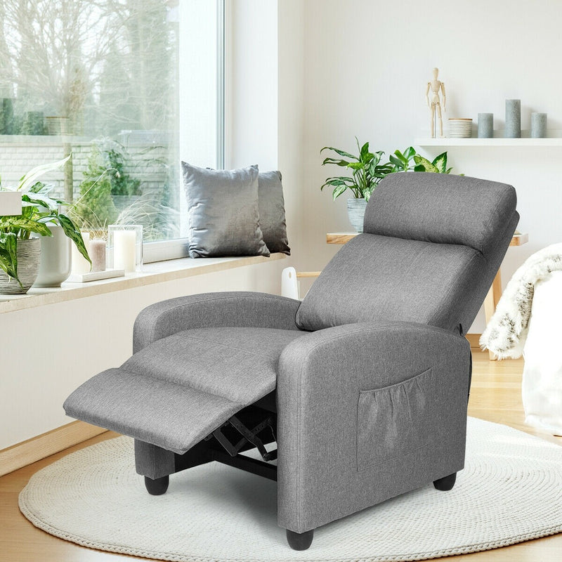 Tyson Grey Reclining Chair with Vibration Massage - Seasonal Overstock