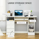 Yuna Computer Desk with Drawers, Shelves & Keyboard Tray - White - Seasonal Overstock