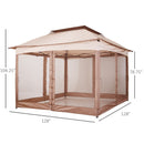 Gazebos, Zella 11' x 11' Khaki Pop-Up Gazebo with Mesh Walls and Carry Bag - Seasonal Overstock
