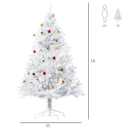 Christmas Trees, 4.9ft White Artificial Christmas Tree with Ornaments - Seasonal Overstock