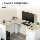 Desks, Bailey White and Natural L-Shaped Desk with Door Cabinet - Seasonal Overstock