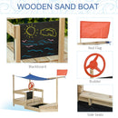 Outdoor Play Structures, Boat Shaped Kids Sandbox with Canopy 71" x 36" - Seasonal Overstock