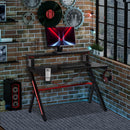 Rizer 47" 2-Tier Black and Red Gaming Desk with Cup Holder and Headphone Stand - Seasonal Overstock