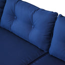 Vina 3pc Outdoor Patio Sofa with RHF Chaise and Table - Dark Blue / Black - Seasonal Overstock
