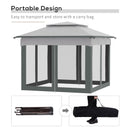 Gazebos, Zella 11' x 11' Light Grey Pop-Up Gazebo with Mesh Walls and Carry Bag - Seasonal Overstock