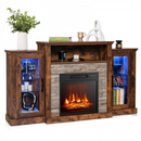 Townes Fireplace TV Stand with 16-Colour LED Backlights for TVs Up To 65-in - Rustic Brown - Seasonal Overstock