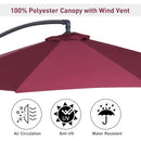 Patio Umbrellas, 10' Deluxe Cantilever Patio Umbrella - Wine Red - Seasonal Overstock