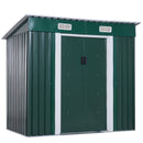 Storage Sheds, 4' x 6.4' Outdoor Steel Garden Tool Storage Shed - Dark Green - Seasonal Overstock
