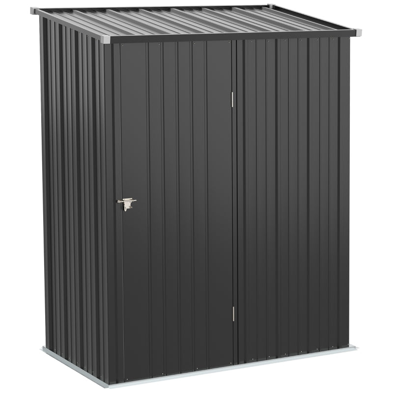 5' x 3' Lean-to Galvanized Steel Storage Shed - Charcoal Grey