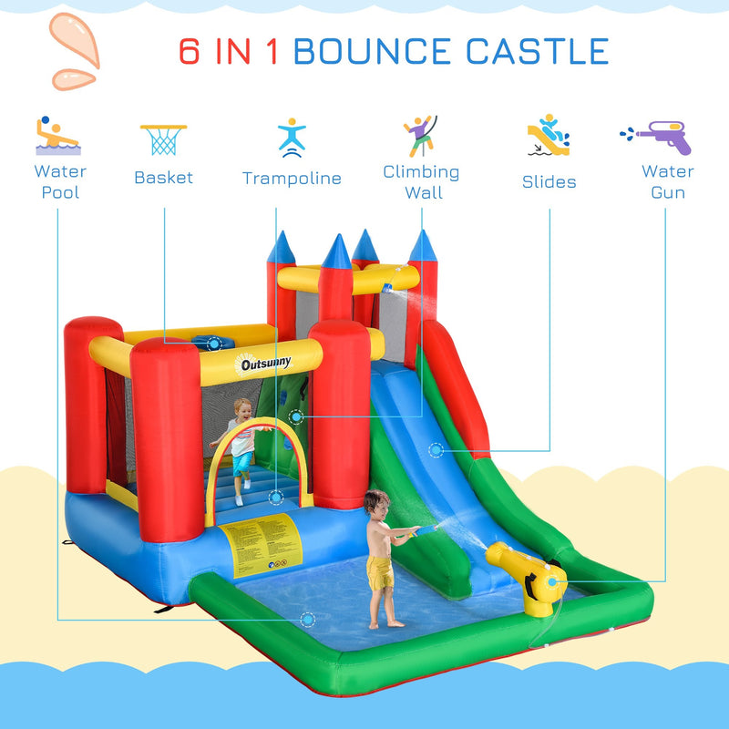 6 in 1 Bouncy Castle With Water Slide 11.5' x 8.8' x 7' - Seasonal Overstock