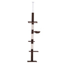 Cat Trees, Floor To Ceiling 5 Tier Cat Tree in Brown - Seasonal Overstock