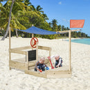 Outdoor Play Structures, Boat Shaped Kids Sandbox with Canopy 71" x 36" - Seasonal Overstock