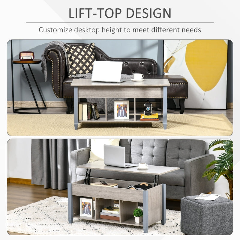 Bryan Lift Top Coffee Table with 3 Storage Compartments - Grey - Seasonal Overstock