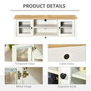 TV Stand, Dallas TV Stand Entertainment Unit for TVs up to 60" - White & Natural - Seasonal Overstock