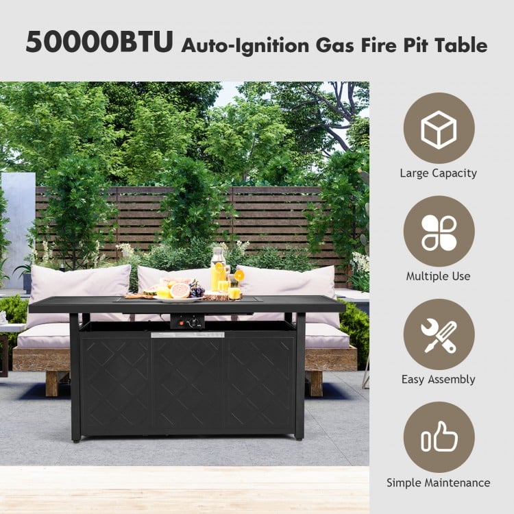 Hagan 57" 50,000BTU Rectangular Propane Outdoor Fire Table - Seasonal Overstock