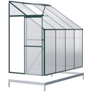 8' x 4' Lean-To Aluminum Frame Walk-In Greenhouse with Polycarbonate Panels, Sliding Door - Green