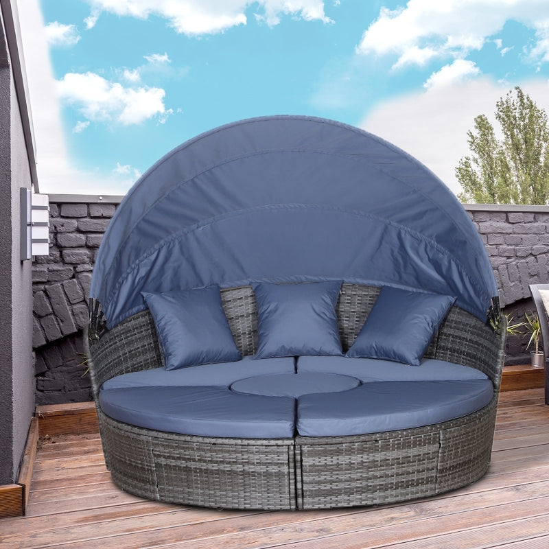 Paloma 4pc Outdoor Rattan Sofa Bed / Patio Conversation Set - Grey - Seasonal Overstock