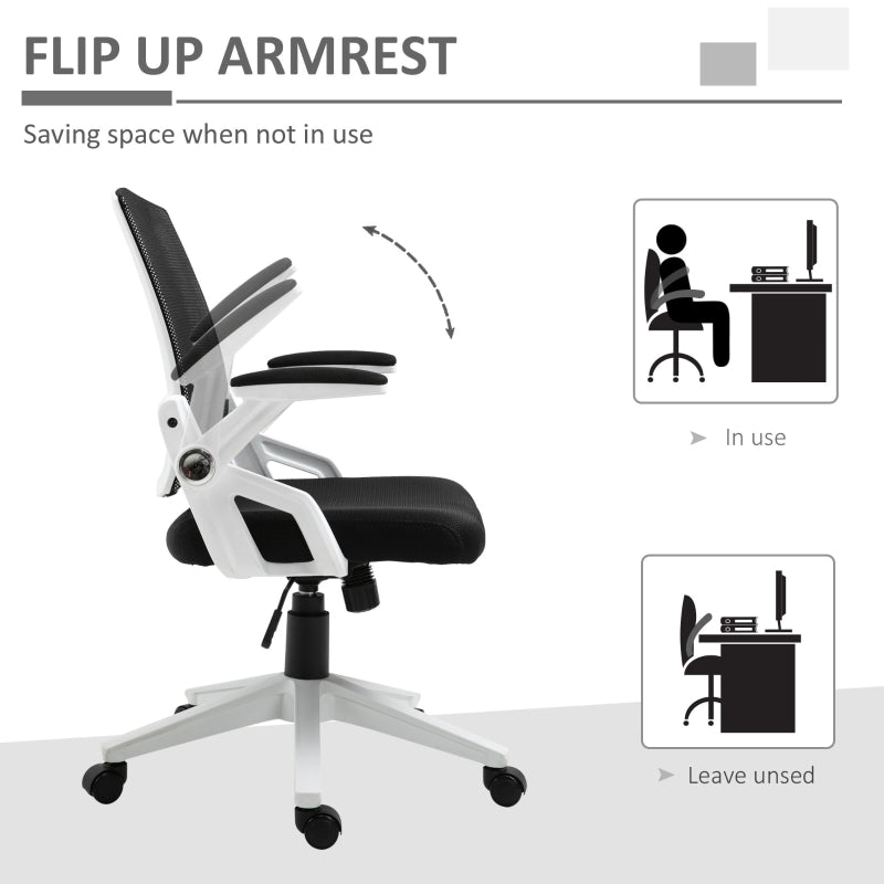Wesley Mesh Back Task Chair with Flip Up Arm Rest White - Seasonal Overstock