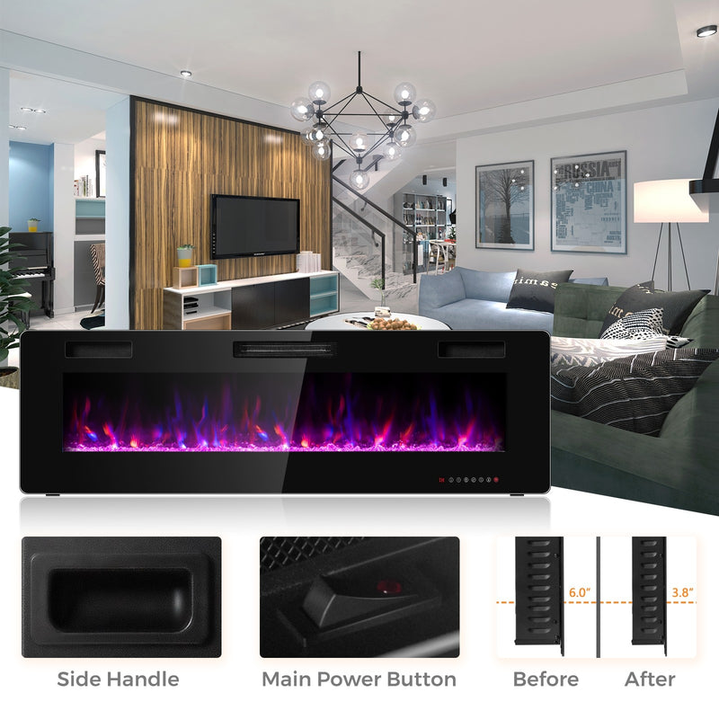 60" Ultra Thin Wall Mounted Electric Fireplace - Seasonal Overstock