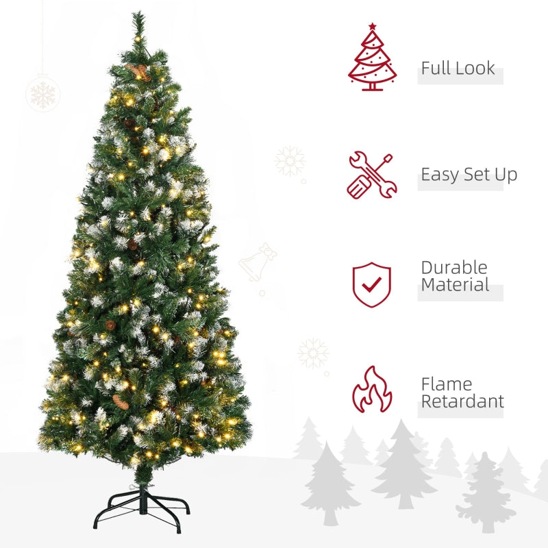 6ft Skinny Artificial Pre-Lit Christmas Tree with Pine Cones & 250 LEDs - Seasonal Overstock