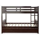 Chandler Full Over Full Wood Bunk Bed with Trundle Bed - Brown - Seasonal Overstock
