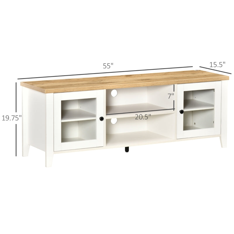 Dallas TV Stand Entertainment Unit for TVs up to 60" - White & Natural - Seasonal Overstock