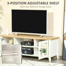 TV Stand, Dallas TV Stand Entertainment Unit for TVs up to 60" - White & Natural - Seasonal Overstock