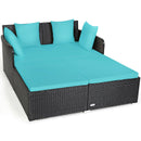 Halton Outdoor Rattan Lounging Patio Sofa - Turquoise - Seasonal Overstock