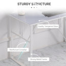 Hutton Minimalist White Glass Top Desk - Seasonal Overstock