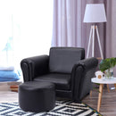 Kids Furniture, Kids Casa Kids Chair and Ottoman Set - Black - Seasonal Overstock