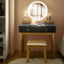 Vanity, Melvyna Luxury Vanity with LED Mirror - Black / Gold - Seasonal Overstock