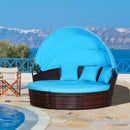 Paloma 4pc Outdoor Rattan Sofa Bed / Patio Conversation Set - Blue - Seasonal Overstock
