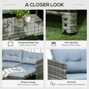 Raya 3pc Outdoor Patio Sofa with RHF Chaise and Table - Mixed Grey - Seasonal Overstock