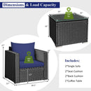 Tarin 3pc Outdoor Rattan Table and Chairs Set - Blue - Seasonal Overstock