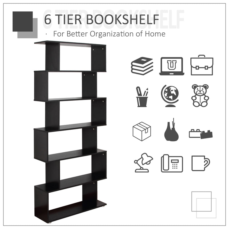 Zeke 6-Tier Black Bookshelf - Seasonal Overstock