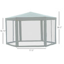13ft Hexagonal Portable Party Gazebo with Mesh Walls - Cream White - Seasonal Overstock