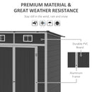 Storage Sheds, 6' x 4' Grey PVC Outdoor Garden Storage Shed with Aluminum Frame - Seasonal Overstock