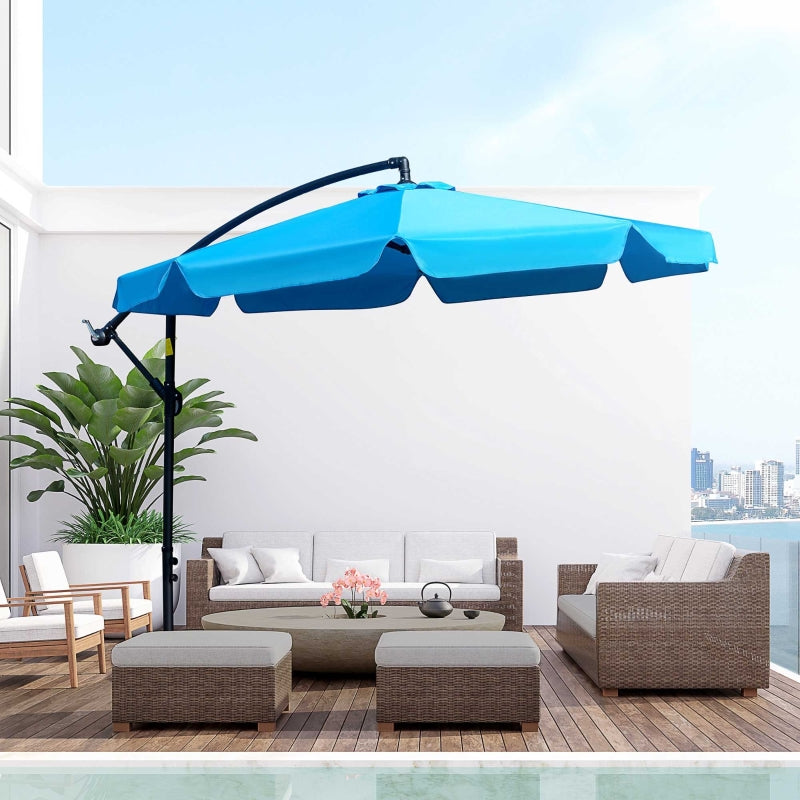 9ft Offset Cantilever Patio Umbrella with Easy Tilt Adjust - Blue - Seasonal Overstock