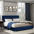 Glimmer Full Size Upholstered Platform Bed Frame - Blue - Seasonal Overstock