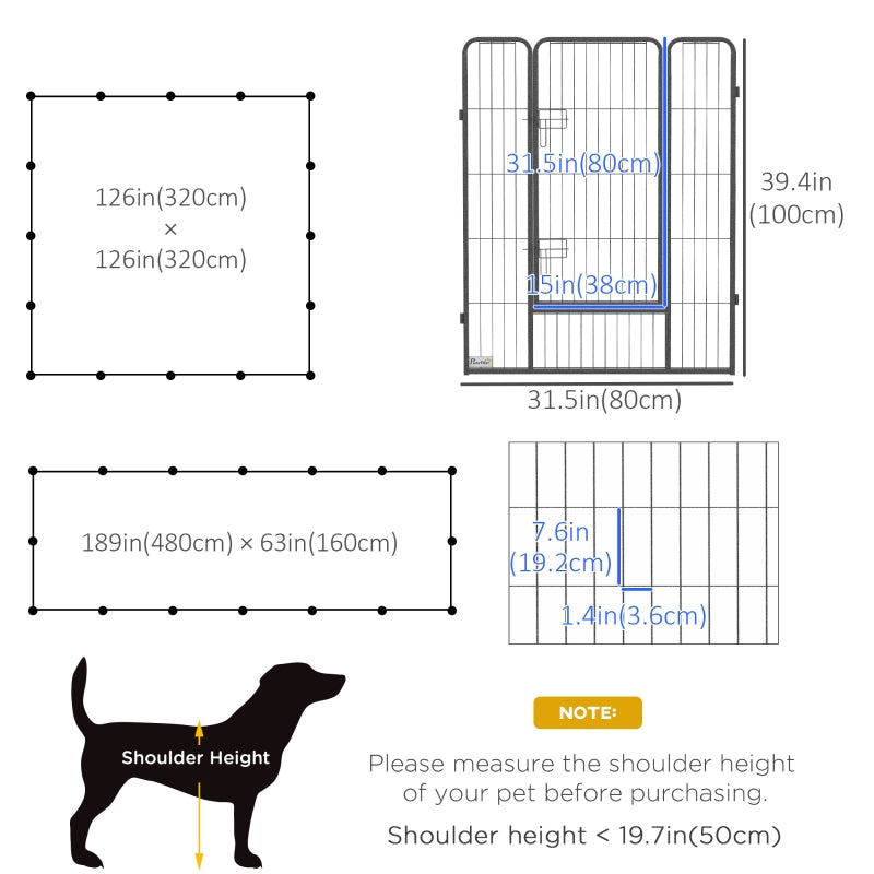 Heavy Duty 16-Panel Pet Playpen for Dogs - 39" Fencing Height