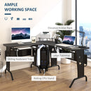 Jaydon L-Shaped Corner Desk with Corner Stand and Keyboard Tray - Black - Seasonal Overstock