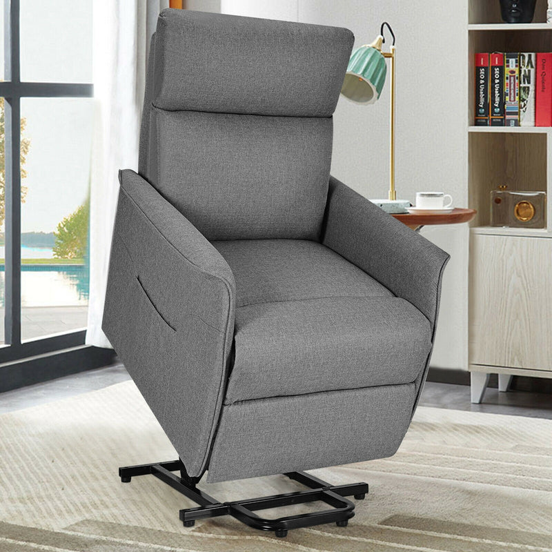 Bennett Power Lift Chair with Vibration Massage - Grey Fabric - Seasonal Overstock