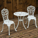Fenella 3pc Cast Aluminum Outdoor Bistro Set in White - Seasonal Overstock