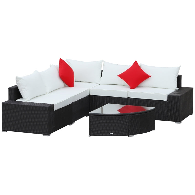 Hazel Grove 6pc Outdoor Rattan Sectional Sofa Set - Cream White & Dark Brown - Seasonal Overstock