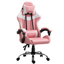 Koral Pink Gaming Chair with Adjustable Head Pillow and Lumbar Support - Seasonal Overstock